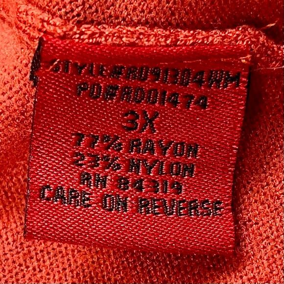 Red Woman Reddish Orange Open Front Knit Cardigan 3X - Picture 7 of 10